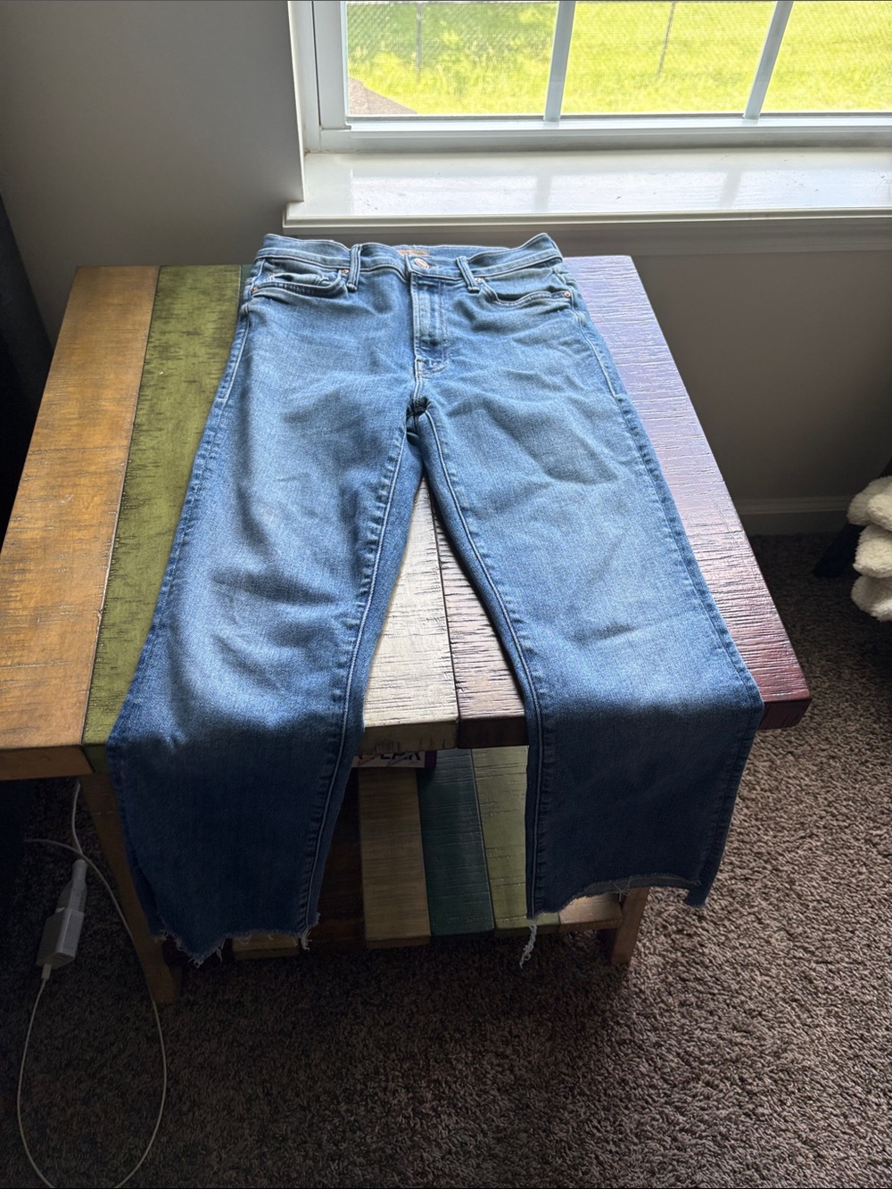 MOTHER Straight-Leg Jeans in Medium Blue Wash